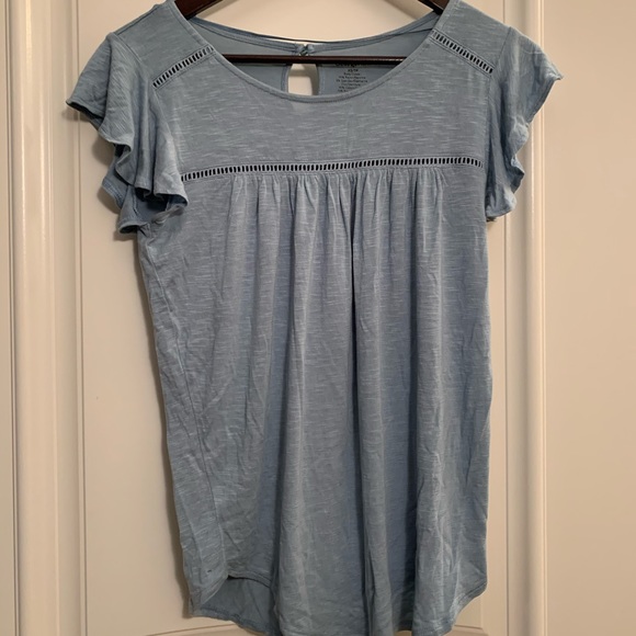 Light Blue T-shirt with Frill Sleeves - Picture 1 of 3